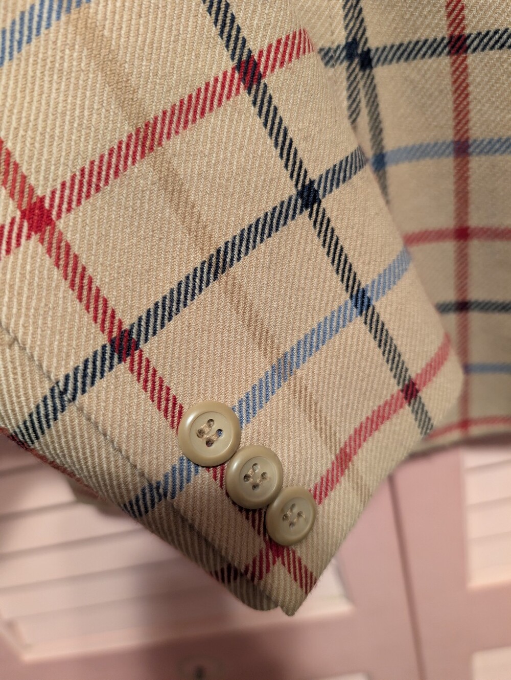 Vintage Pendleton Blazer Beige Plaid Wool Made In The USA Size 8 - Picture 5 of 8